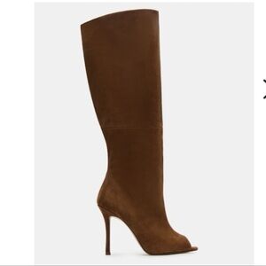 Steve Madden Peggie Chestnut Suede Elegant Brown Knee-High Heeled Boots